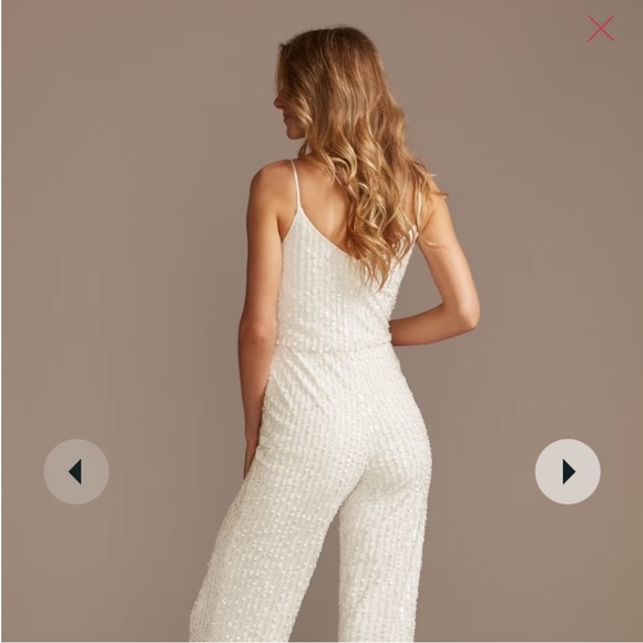 NWTs Davids Bridal “DB Studio” white sequein romper/one piece/jumpsuite Size 10. - Picture 3 of 9